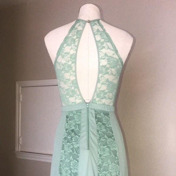 Sage green Rose Panel Lace Maxi Summer Dress - Picture 8 of 16